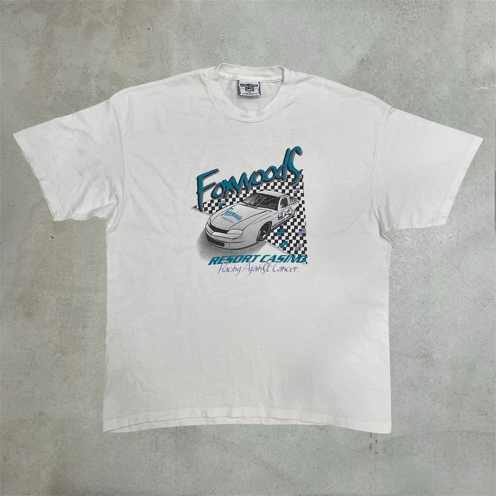 Vintage Lee Foxwoods Resort Casino Racing T-Shirt Mens XL White 90s Made in USA